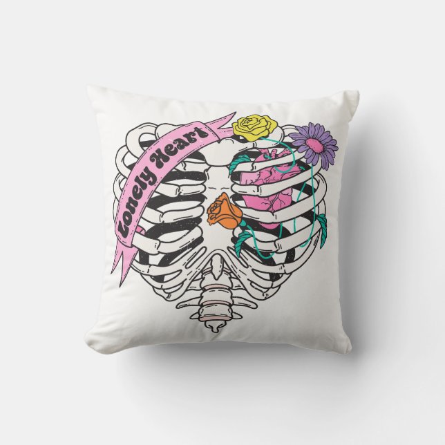 Cojín Decorativo Skeleton solitario contra San Valentín (Anverso)