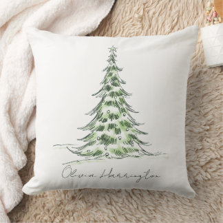 Cojín Decorativo Sketch Pine Christmas Tree Minimal Script Name