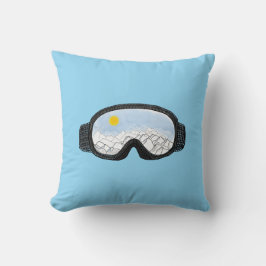 Cojín Decorativo Ski Goggles Mountain View Ilustracion Light Blue