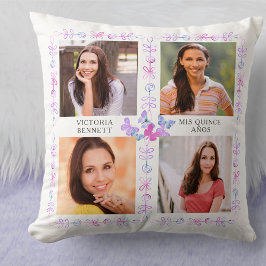 Cojín Decorativo Skies de mariposa mariposas rosadas 4 Collages de 