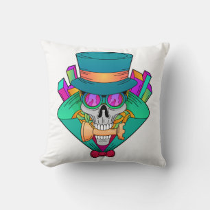 Cojín Decorativo Skull en ajedrez con pieza de ajedrez Rook