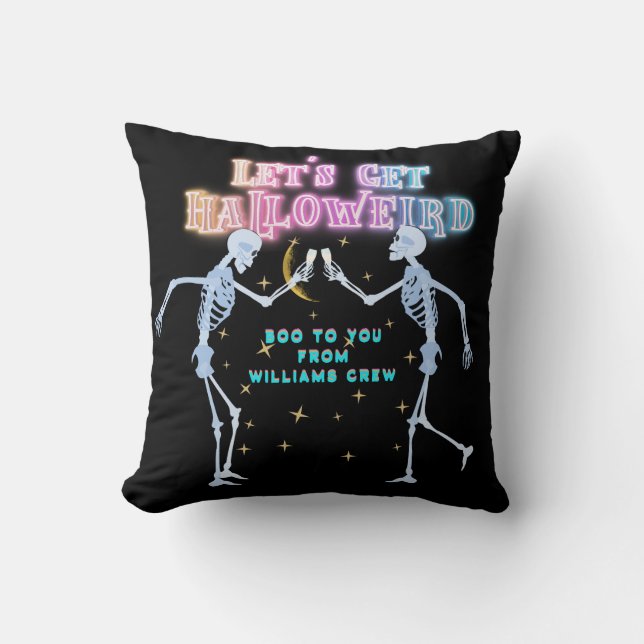 Cojín Decorativo Skull Neon Halloween Halloween Halloweird Bailando (Anverso)
