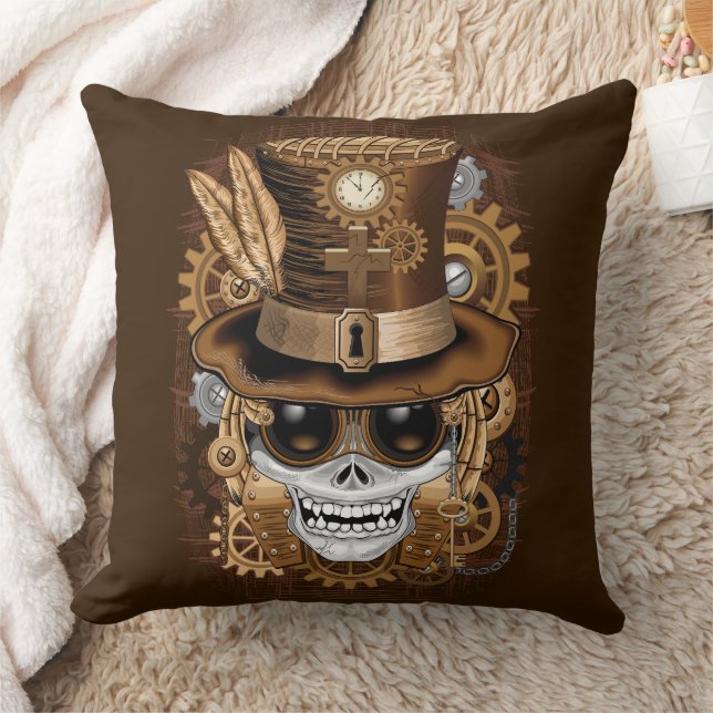 Cojín Decorativo Skull Steampunk Voodoo Retro Machine (Manta)