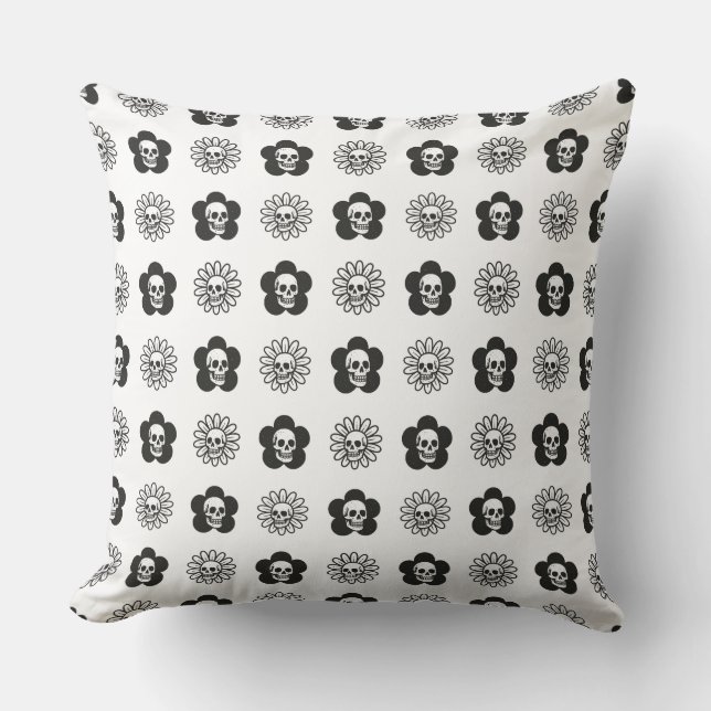 Cojín Decorativo Skulls Flowers (Anverso)