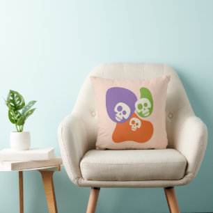 Cojín Decorativo Skulls y forma de blob verde Spooky Naranja de Hal