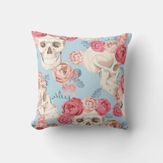 Cojín Decorativo Skulls y Rosas Patrón de vintage