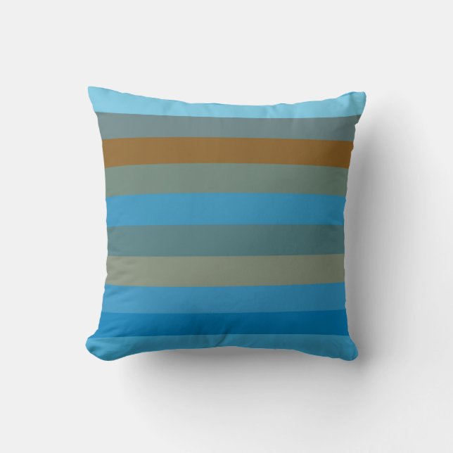 Cojín Decorativo  Sky Blue, Rust & Olive STRIPES (Anverso)