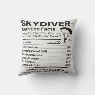 Cojín Decorativo Skydiver Nutrition Facts Throw Pillow Gift for Sky