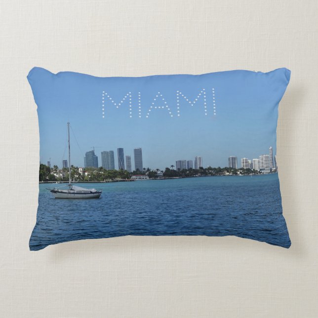 Cojín Decorativo Skyline de Miami (Anverso)