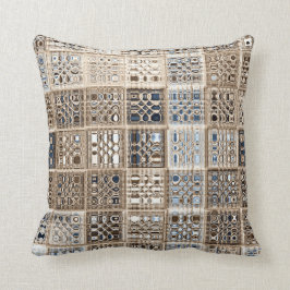 Cojín Decorativo Slate Blue Brown Sari Mosaic Pattern Art