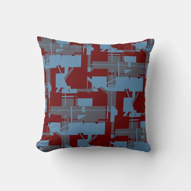 Cojín Decorativo Slate Blue Burgundy Taupe Arte Geométrico Laberint (Anverso)