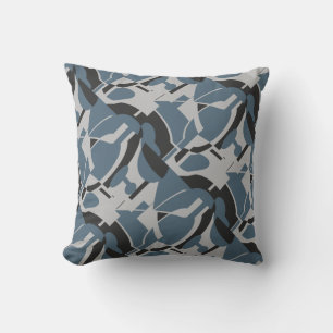 Cojín Decorativo Slate Blue Gray Black Diagonal MCM look Art Print