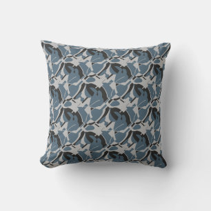 Cojín Decorativo Slate Blue Gray Black Swift Impresión contemporáne