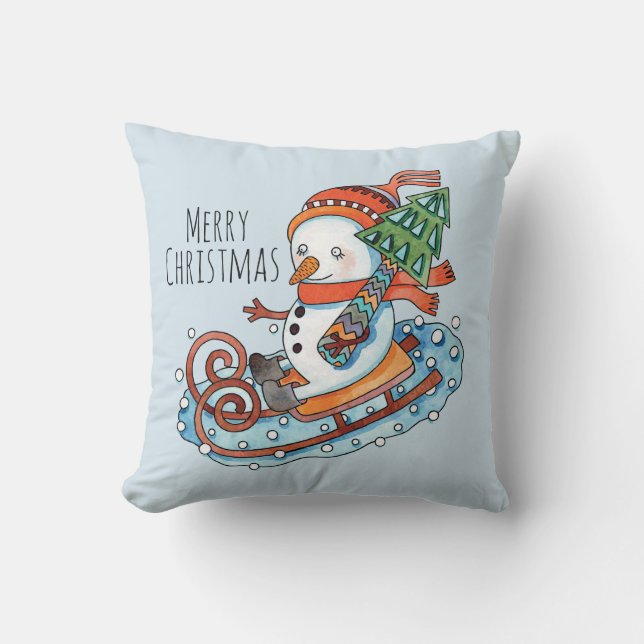 Cojín decorativo Sledding Snowman (Anverso)