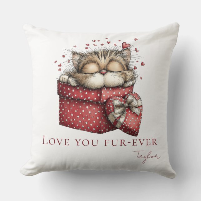Cojín Decorativo Sleeping Kitten Love You Fur-Ever Throw Pillow (Anverso)