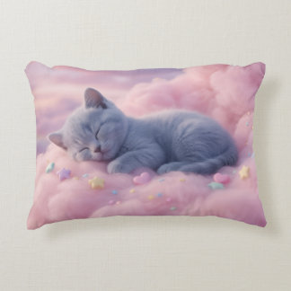 Cojín Decorativo Sleeping Pastel Kitten on Fluffy Pink Clouds Art