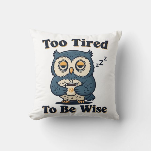 Cojín Decorativo Sleepy Retro Owl Square Throw Pillow (Anverso)