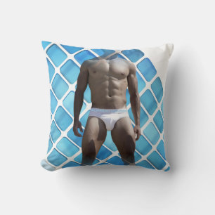 Cojín Decorativo SlipperyJoe hombre muscular seis empates abs macho