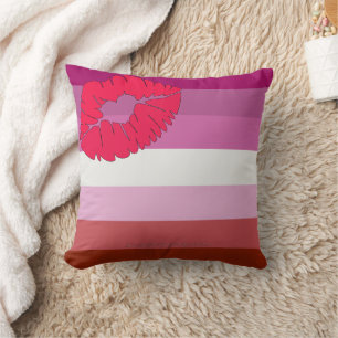 Cojín Decorativo SlipperyJoe lápiz labial bandera de orgullo lésbic