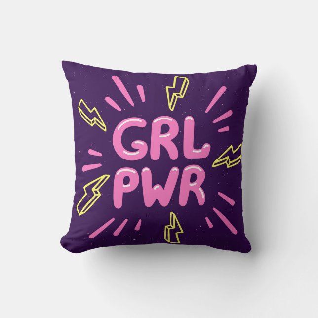 Cojín Decorativo Slogan del movimiento de poder del chica sin probl (Anverso)