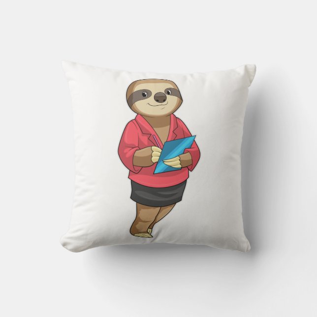 Cojín Decorativo Sloth como secretario con Notepad (Anverso)