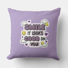 Cojín Decorativo Smile It Looks Good on You Throw Pillow