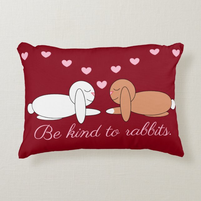Cojín Decorativo Smiling Rabbits in Love: Maroon (Anverso)