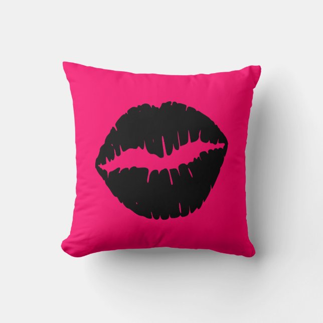 Cojín Decorativo Smooch rosa y negro (Anverso)