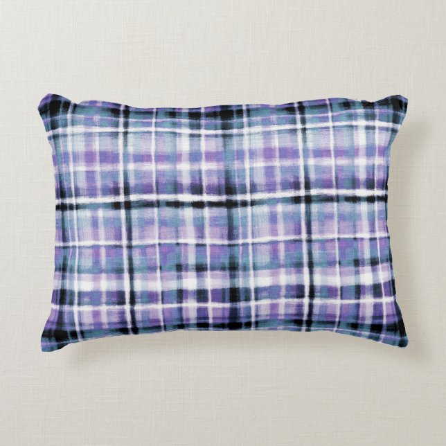 Cojín Decorativo Smudgy Modern Purple Plaid (Anverso)