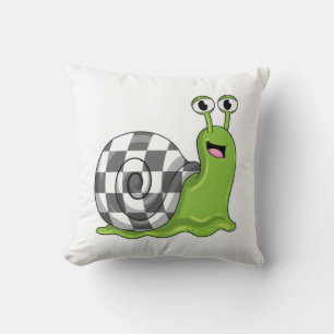Cojín Decorativo Snail en ajedrez con tablero de ajedrez