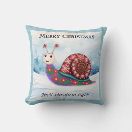 Cojín Decorativo Snail Pun Humorous Merry Christmas Personalizado