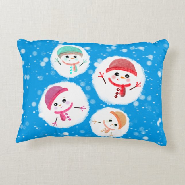 Cojín Decorativo Snowball y Snowman Blue 2 (Reverso)