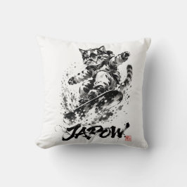 Cojín Decorativo Snowboard Brush Art - Snowboarder cat