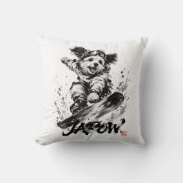 Cojín Decorativo Snowboard Brush Art - Snowboarder Dog
