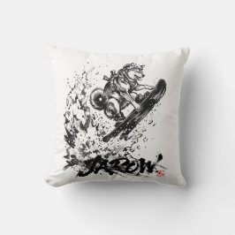 Cojín Decorativo Snowboard Brush Art - Snowboarder Dog Huskey