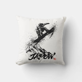 Cojín Decorativo Snowboard Brush Art - Snowboarder Grab Jump
