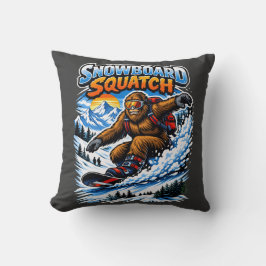 Cojín Decorativo Snowboard Squatch – Divertido Bigfoot en Snowboard