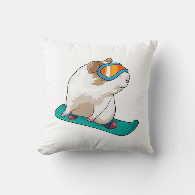 Cojín Decorativo Snowboarder de cerdo guineano (Anverso)