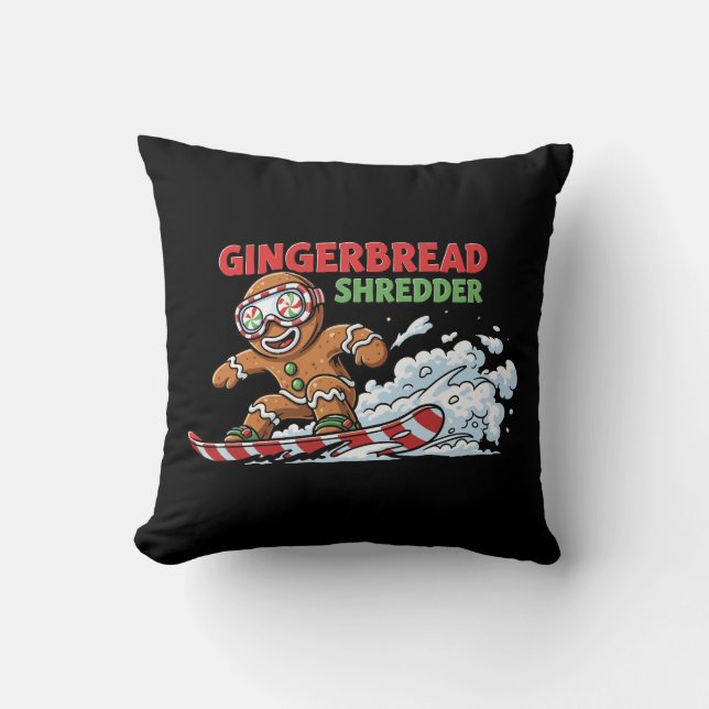 Cojín Decorativo Snowboarder de Gingerbread (Anverso)