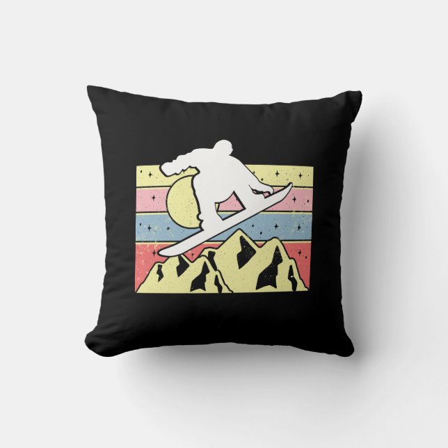 Cojín Decorativo Snowboarder Snowboard Snowboard Retro (Anverso)