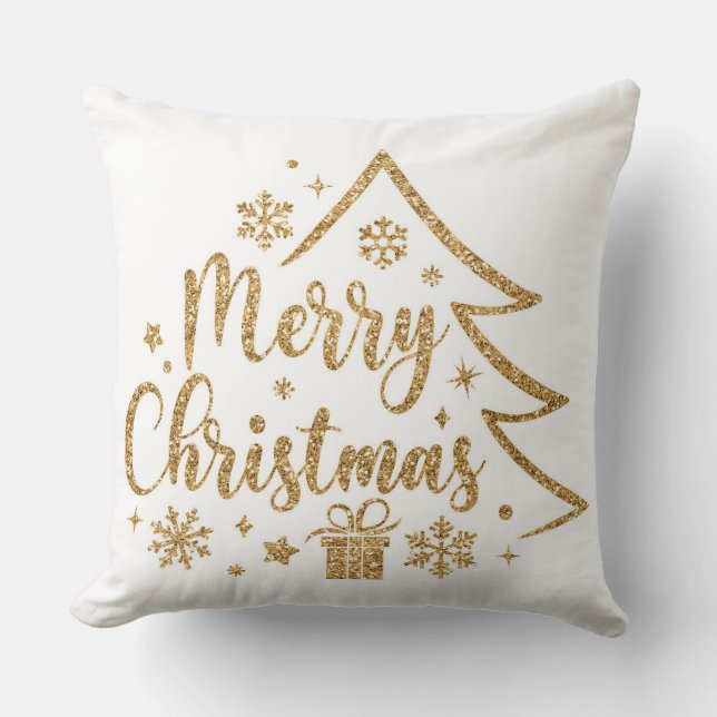 Cojín Decorativo Snowflake Merry Christmas Throw Pillow (Anverso)