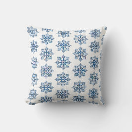 Cojín Decorativo Snowflake Plaid Pattern Blue Holiday