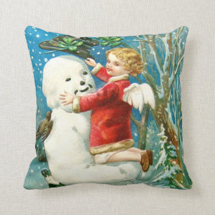 Cojín Decorativo Snowman Angel Cherub Four Leaf Clover