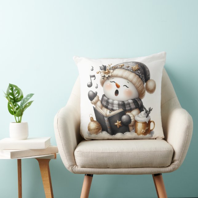 Cojín Decorativo Snowman canta de oro y negro (Silla)