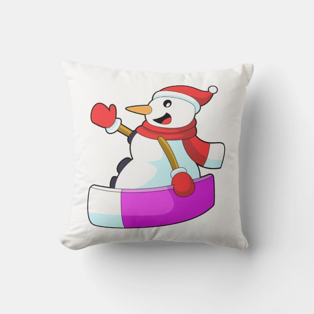 Cojín Decorativo Snowman como snowboarder con Sonowboard.PNG (Anverso)
