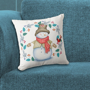 Cojín Decorativo Snowman con festividad de orejas rojas