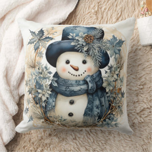 Cojín Decorativo Snowman en azul