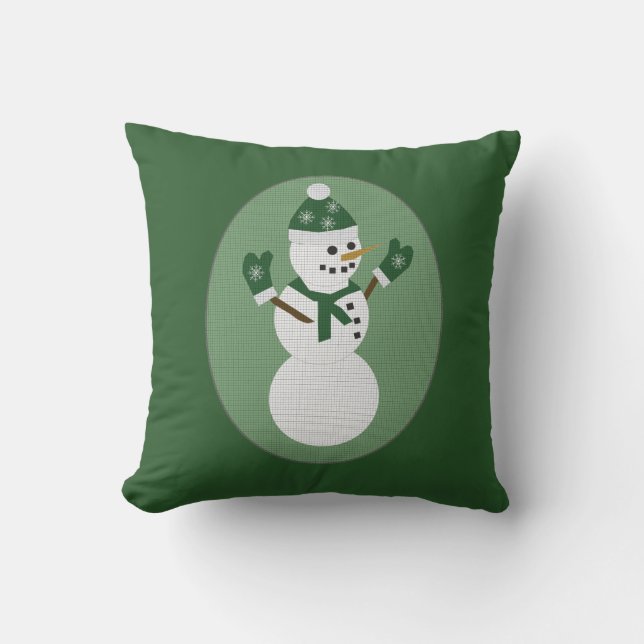 Cojín Decorativo Snowman Green Christmas (Anverso)