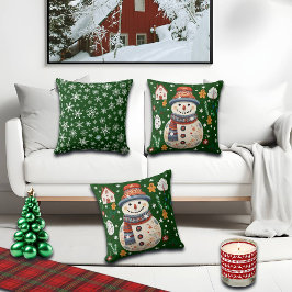 Cojín Decorativo Snowman Green escandinavo