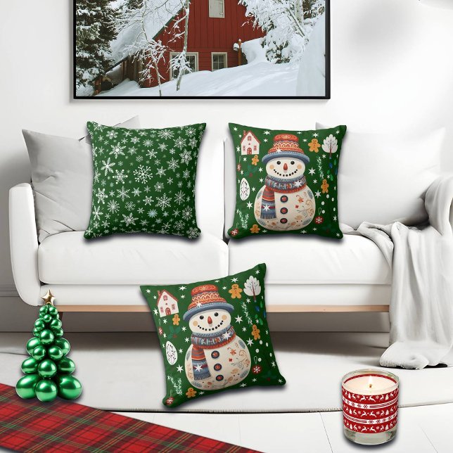 Cojín Decorativo Snowman Green escandinavo (Subido por el creador)
